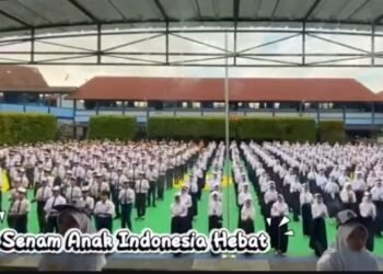 Hari Pertama Sekolah SMPN 1 Cisaga Ciamis, Padati Senam Sehat, Upacara, Doa, dan Lagu Hari Baru