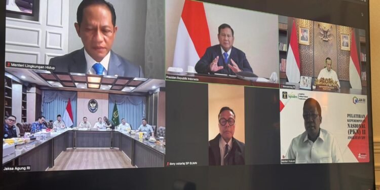 Presiden Prabowo Subianto menggelar rapat terbatas melalui video conference dengan sejumlah anggota Kabinet Merah Putih