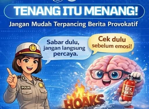 TENANG ITU MENANG! Jangan mudah terpancing berita provokatif. Di era digital, reaksi emosional dapat mempercepat penyebaran hoaks.