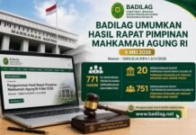 Direktorat Jenderal Badan Peradilan Agama (Badilag) Mahkamah Agung RI secara resmi mengumumkan hasil Rapat Pimpinan Mahkamah Agung Republik Indonesia