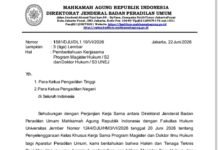 Direktorat Jenderal Badan Peradilan Umum (Ditjen Badilum) menyelenggarakan kerjasama untuk program magister Hukum dan Program Doktor Hukum dengan Fakultas Hukum Universitas Jember (UNEJ)