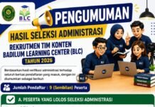 Hasil Seleksi Administrasi Rekrutmen Tim Konten Badilum Learning Center (BLC)
