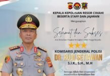 Keluarga Besar Kepolisian Resor Cimahi mengucapkan Selamat dan Sukses atas Kenaikan Pangkat Setingkat Lebih Tinggi kepada: KOMISARIS JENDERAL POLISI DR. RUDI SETIAWAN, S.I.K., S.H., M.H.