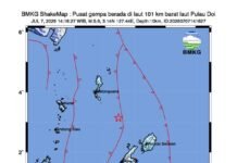 GEMPABUMI TEKTONIK M 5.6 DI TALAUD, MALUKU UTARA,TIDAK BERPOTENSI TSUNAMI