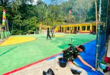 Bukan Sekadar Mengecat Garis, Satgas TMMD Menghidupkan Semangat Olahraga di MI Miftahul Ulum