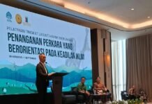 Kepala BSDK MA, Dr. Syamsul Arief, S.H., M.H. memberikan sambutan diklat hakim lingkungan tingkat lanjut.