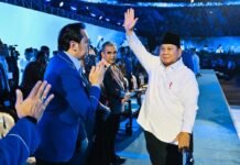 Presiden Prabowo dalam sambutannya pada Puncak Peringatan Hari Ulang Tahun ke-25 Partai Demokrat yang digelar di Indonesia Arena, Jakarta,