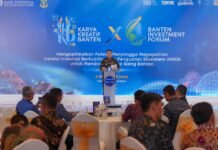 Wakil Menteri Agraria dan Tata Ruang/Wakil Kepala Badan Pertanahan Nasional (Wamen ATR/Waka BPN), Ossy Dermawan, menjadi keynote speaker dalam Banten Investment Forum 2026,