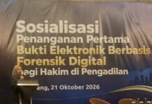 Sebanyak 85 hakim di wilayah Jawa Tengah mengikuti Sosialisasi Penanganan Pertama Bukti Elektronik Berbasis Forensik Digital bagi Hakim di Pengadilan,